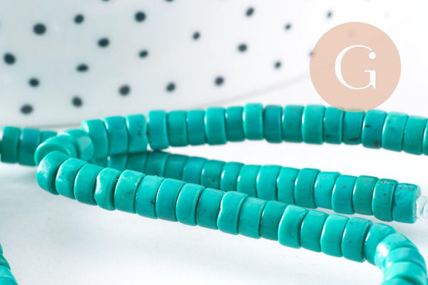 Perle rondelle turquoise naturelle, x1 fil de 39,5 cm (G0138)