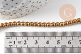 Perle rondes hématite dorée, perle pierre ,4mm,fil de 100 perles (G3655)