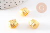 Perle tête de chat porte-bonheur zamac doré mat 12.5mm, x5 (G10251)