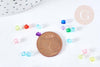 Perle toupie acrylique transparent multicolore 4mm, création bijoux plastique coloré, x 10gr (G8460)
