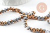 Perle toupie cristal gris or 6x5mm, perles bijoux, perle bicone cristal gris,Perle verre facette, fil de 42 cm x1 (G6179)