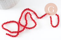 Perle toupie cristal rouge 3.5x3mm, perles bijoux, perle bicone cristal rouge vif,Perle verre facette, fil de 125 perles x1 (G7877)