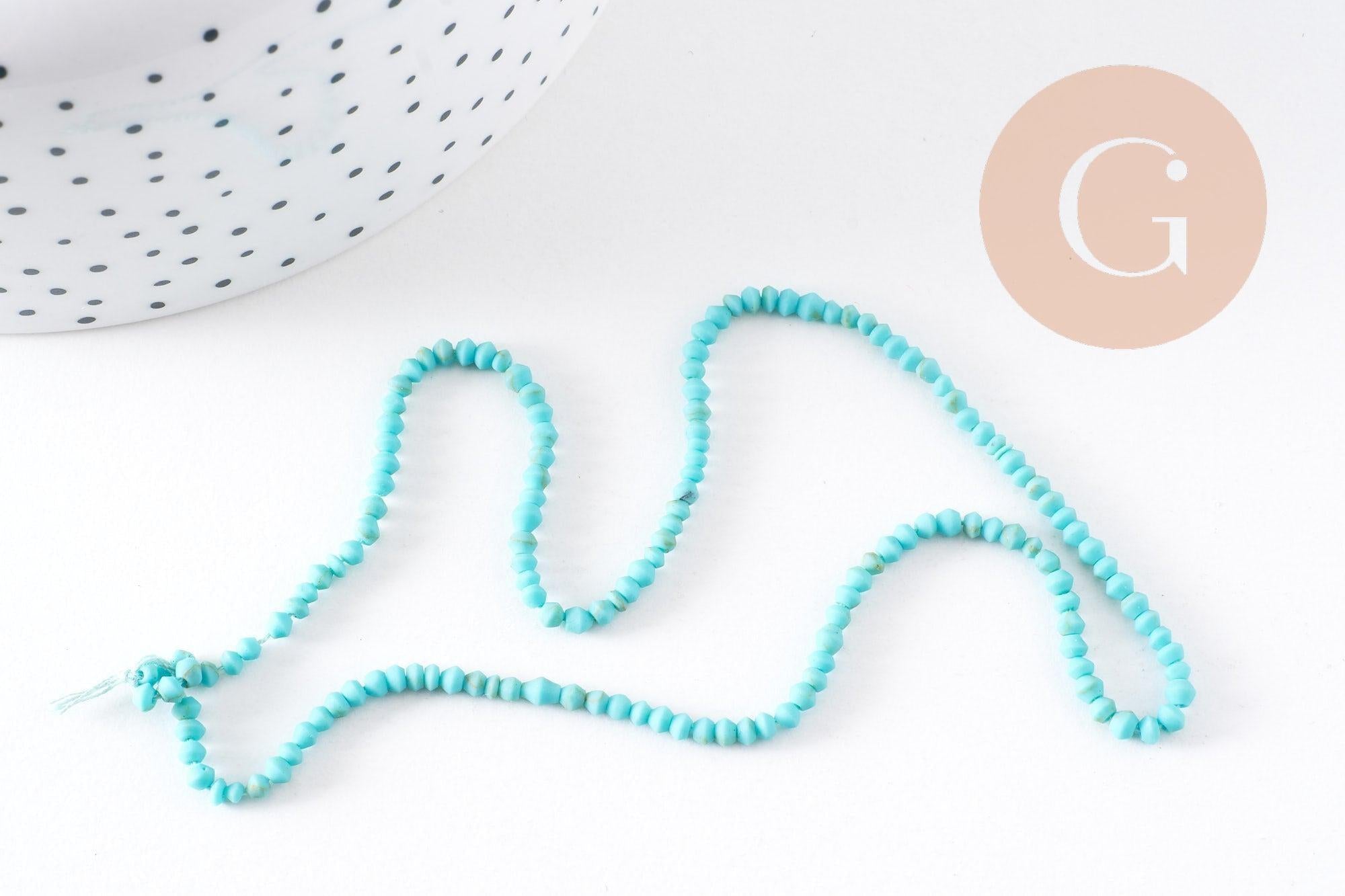 Perle toupie howlite naturelle turquoise 1mm, bijou en pierre naturelle, turquoise naturelle, perle en pierre, fil de 30cm x1 (G7263)