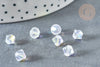 Perle toupie verre tchèque blanc irisé AB 6mm,perles verre et cristal, x 10 (G7358)
