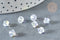 Perle toupie verre tchèque blanc irisé AB 6mm,perles verre et cristal, x 10 (G7358)