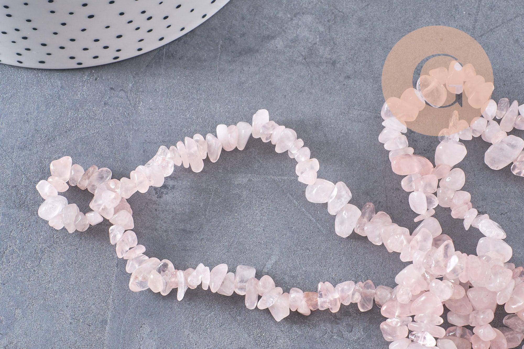 Perle triangle cristal beige rose 6x3.5mm, fil de 33cm, x1 (G6903)