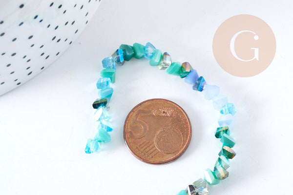 Perle triangle cristal bleu 6x3.5mm, verre et cristal, le fil de 33cm (G8835)