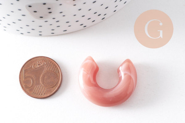 Perle tube forme U acrylique imitation pierre non percé 28mm, x2 (G10483)