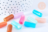 Perle tube imitation gemme plastique multicolore 20mm , perle plastique coloré, couleurs mélangées, x10 G6401