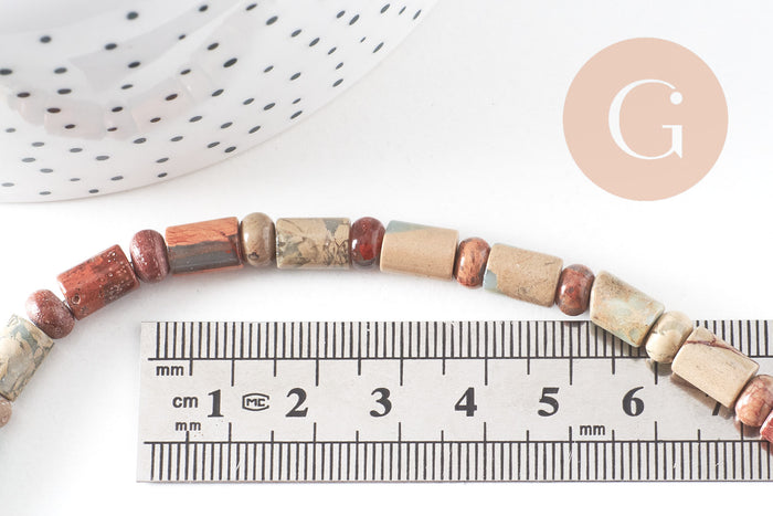 Perle tube jaspe aquaterra naturel 10mm, fil de 29.6cm x1 (G3534)
