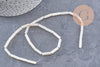 Perle tube nacre blanche naturelle 13x4mm, x1 fil de 39cm (G5608)