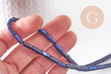 Perle tube nacre naturelle teintée bleu 10x4.5mm, x1 fil de 36cm (G9973)
