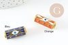 Perle tube talisman oeil protecteur émail coloré laiton doré 22mm, x1 (G9413)