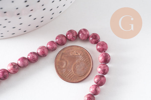 Perle turquoise africaine naturelle teintée rose 6mm, x1 fil de 60 perles (G4704)