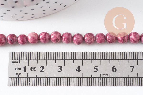 Perle turquoise africaine naturelle teintée rose 6mm, x1 fil de 60 perles (G4704)