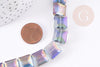 Perle verre carré irisé facetté 12mm, x5 perles (G9076)