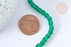Perles Cube verre vert foncé 4mm, verre, le fil de 43cm, x1 (G7539)