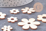 Perles Fleur en bois brut rondes 18-39mm, x10 (G10543)