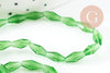 Perles Losange verre transparente facettée vert foncé 8x4mm, perle verre verte, cristal, fil de 58cm, x1 (G7446)
