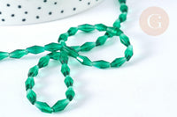Perles Losange verre transparente facettée vert moyen 8x4mm, perle verre vert, fabrication bijoux,le fil de 58cm (G7345)