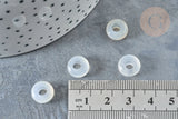 Perles Rondelles agate blanche naturelle 10x4.5mm, création bijoux pierre, x 2 (G7894)