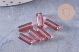Perles Tube verre coloré 10mm, x20 (G1082)