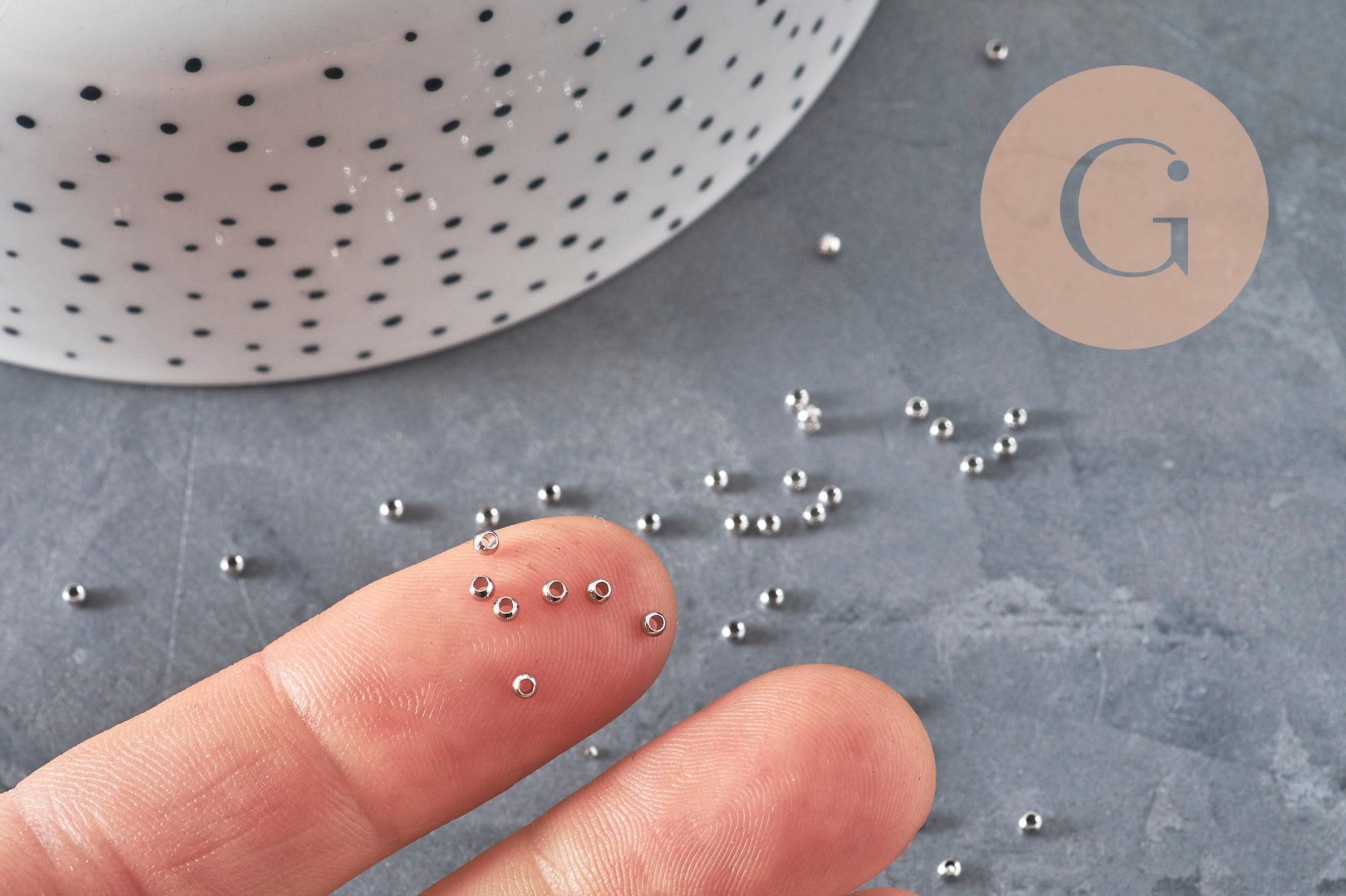 316 Stainless Steel Crimp Beads, Platinum, 2mm, x50 (G11174)