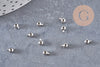 Perles à écraser boule 2 en 1 laiton platine, argentée ou dorée 3.5x2mm, x10 (G10826)