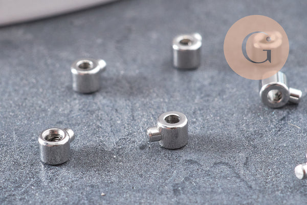 Perles à écraser tube 2 en 1 acier 304 inoxydable doré/platine IP 3.5x2mm, x5 ou 10 (G10748)