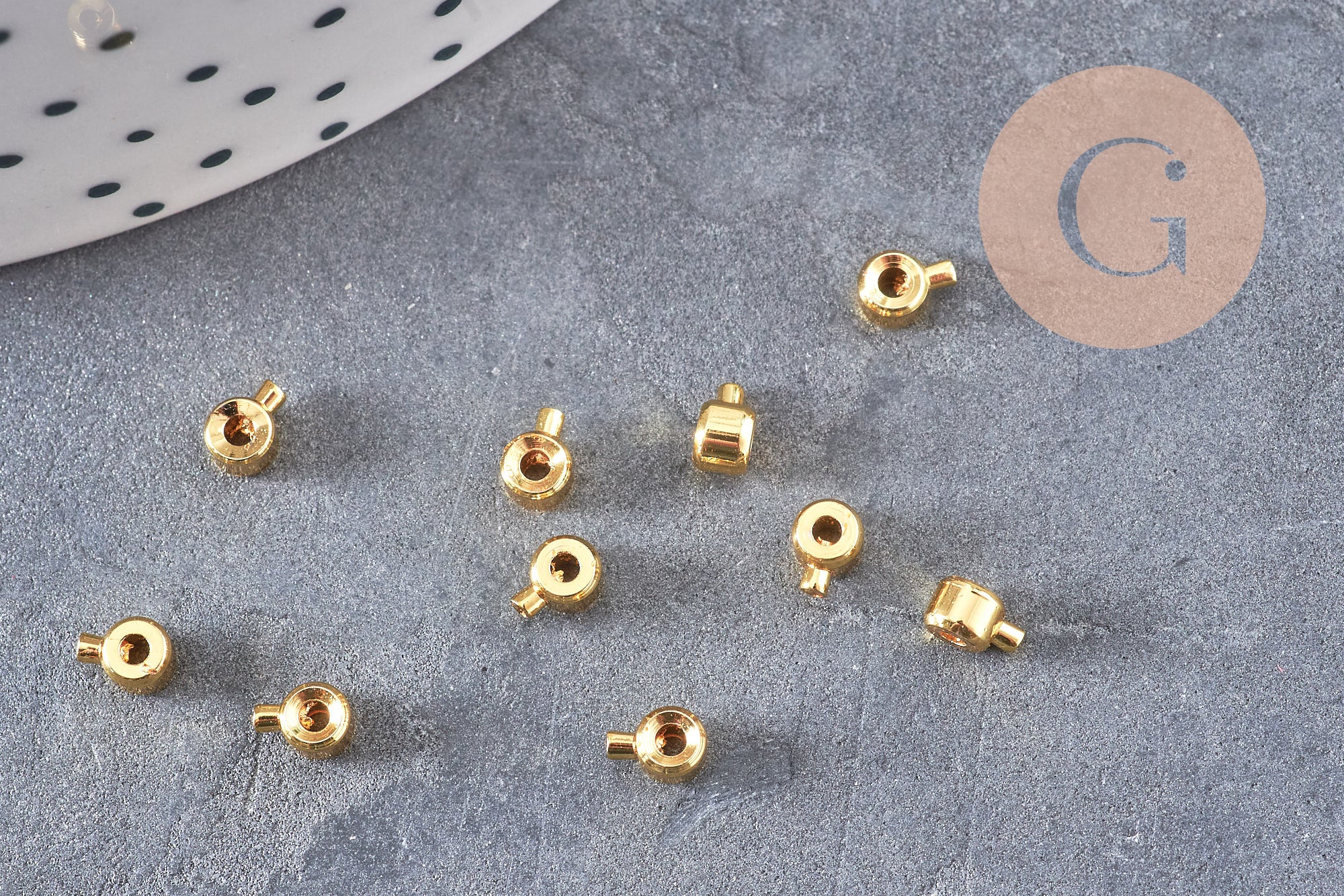 Perles à écraser tube 2 en 1 laiton platine ou dorée 4.5mm, x10 (G10825)