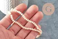 Perles abacus cristal beige opaque 4x3mm, perle cristal verre facette,fil de 40cm x1 (G8521)