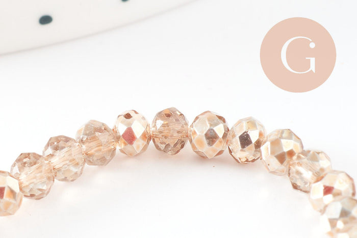 Perles abacus cristal doré irisé facette 4x3mm, x1 fil de 45cm (G7496)