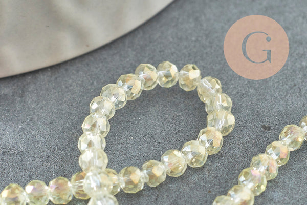 Perles abacus cristal jaune irisé 3.5x2.5mm, fil de 25.4cm x1 (G6762)