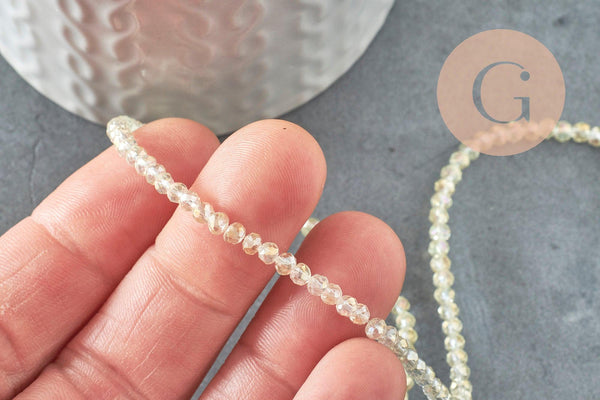 Perles abacus cristal jaune irisé 3.5x2.5mm, fil de 25.4cm x1 (G6762)