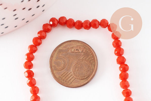 Perles abacus cristal orange facetté 4-5mm, x1 fil de 38 cm (G6366)