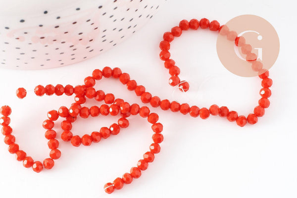 Perles abacus cristal orange facetté 4-5mm, x1 fil de 38 cm (G6366)