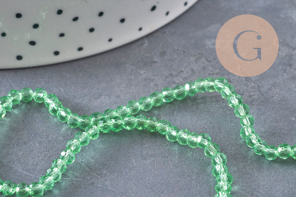Perles abacus cristal vert clair transparent 3.5mm, x1 fil de 29cm (G10992)