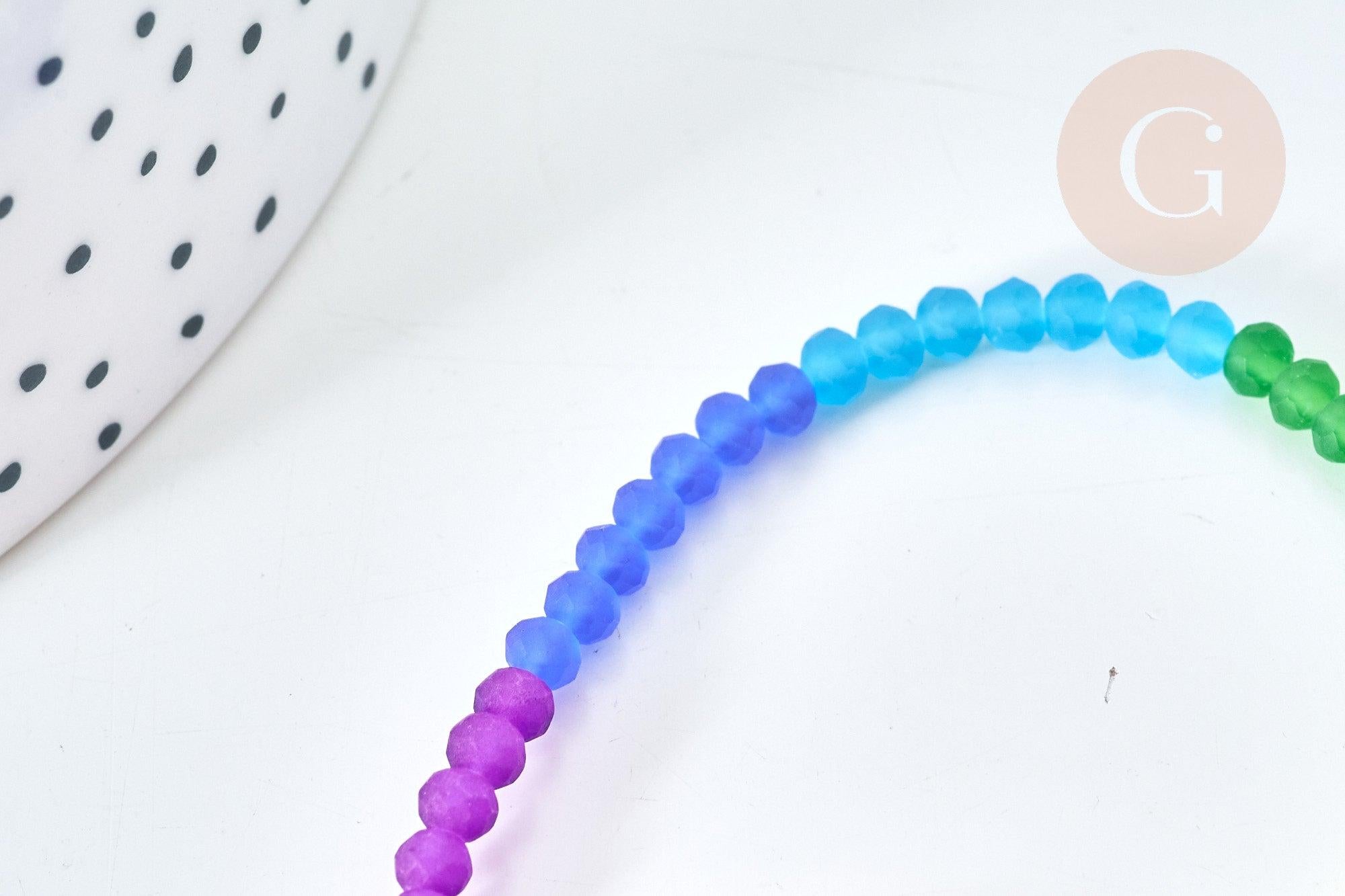 Perles abacus verre multicolore 2mm, création bijoux perles cristal, fil de 42.5cm, X1 (G7827)
