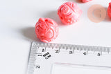 Perles chat résine rose 18.5mm,perle pierre en corail synthétique, x1 (G7085)