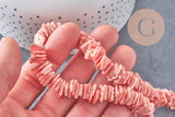 Perles chips coquillage naturel teinté en rose 15mm, fil de 40cm, x1 (G0147)