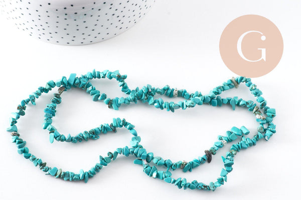 Perles chips turquoise naturelle 5-8mm, x1 fil 83cm (G10910)