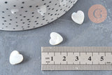 Perles coeur nacre blanche 10mm, création de bijoux nacre naturelle, fil de 40cm, x1 (G6831)