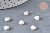 Perles coeur nacre naturelle blanche 6mm, 1x fil de 37cm (G6817)