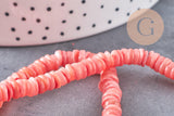 Perles coquillage naturel rose clair naturel heishi 5-6mm,x1 fil de 40cm (G1447)