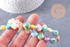 Perles coquillage porcelaine multicolore 13.5mm, x1 fil de 30cm (G10324)