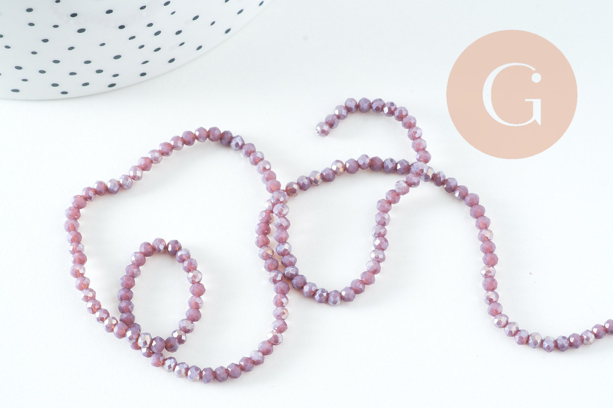 Perles cristal abacus lilas irisé 3.3x2mm, fil de 34cm x1 (G10726)