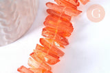 Perles cristal de roche teinté orange, pierre roulée ,perle pierres naturelle, 14-30mm, x10 (G6900)