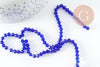 Perles cristal facette bleu roi transparent 4mm, cristal autrichien, perles bicone cristal toupies bleues,Fil de 30 cm, x1 (G5834)