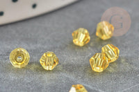 Perles cristal facette jaune, cristal autrichien, perles bicone, perles cristal toupies ,4mm x20 G4684