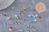 Perles cristal goutte multicolore cristal tchèque 6.5x4.5mm, x50 (G4187)